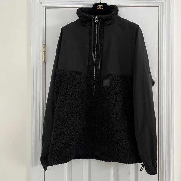 McQ Alexander McQueen Half-Zip Mixed-Media Pullover Track Jacket Black size 46 - Picture 8 of 16